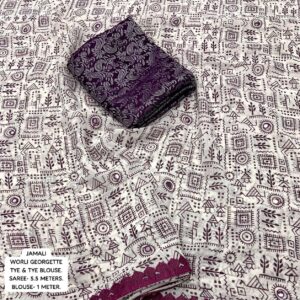 Warli Print Georgette Saree with Mirror Embellished Border