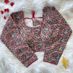 Elegant Long Sleeve Kalamkari Blouse – Designer Edition